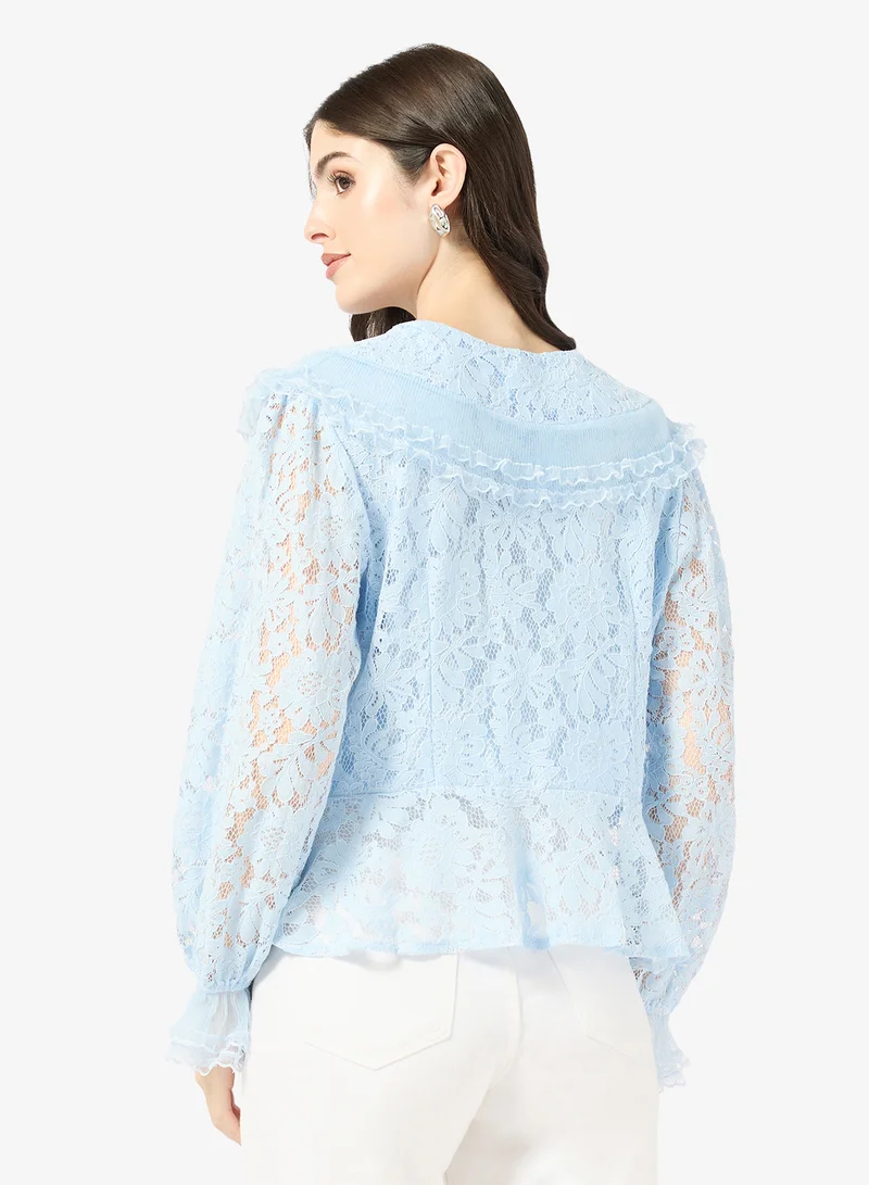 ELLA Puff Sleeve Lace Shirt